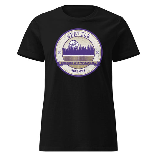 Seattle Emerald City Volleyball Women's Fitted Tee in Black, front view
