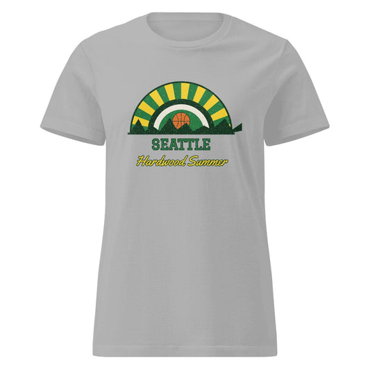 Women's Seattle Hardwood Summer Fitted Tee in Sport Grey, front view