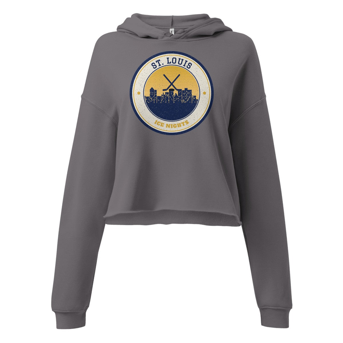 Women's St. Louis Ice Nights Cropped Hoodie in Storm, front view