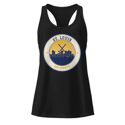 Women's St. Louis Ice Nights Racerback Tank in Black, front view