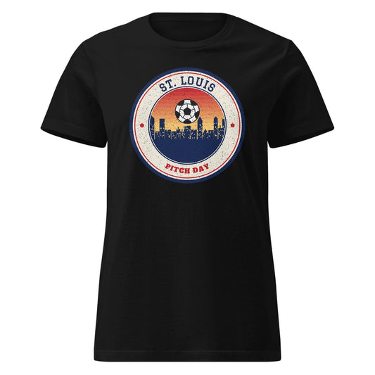 Women's St. Louis Pitch Day Fitted Tee in Black, front view