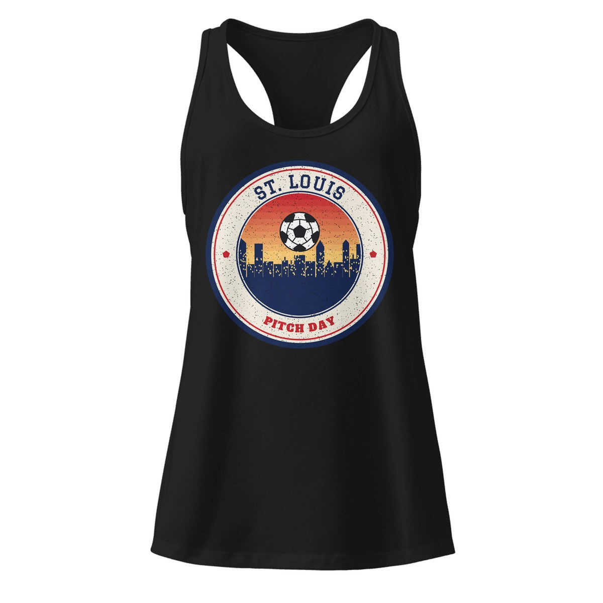 Women's St. Louis Pitch Day Racerback Tank in Black, front view