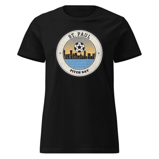 Women's St. Paul Pitch Day Fitted Tee in Black, front view