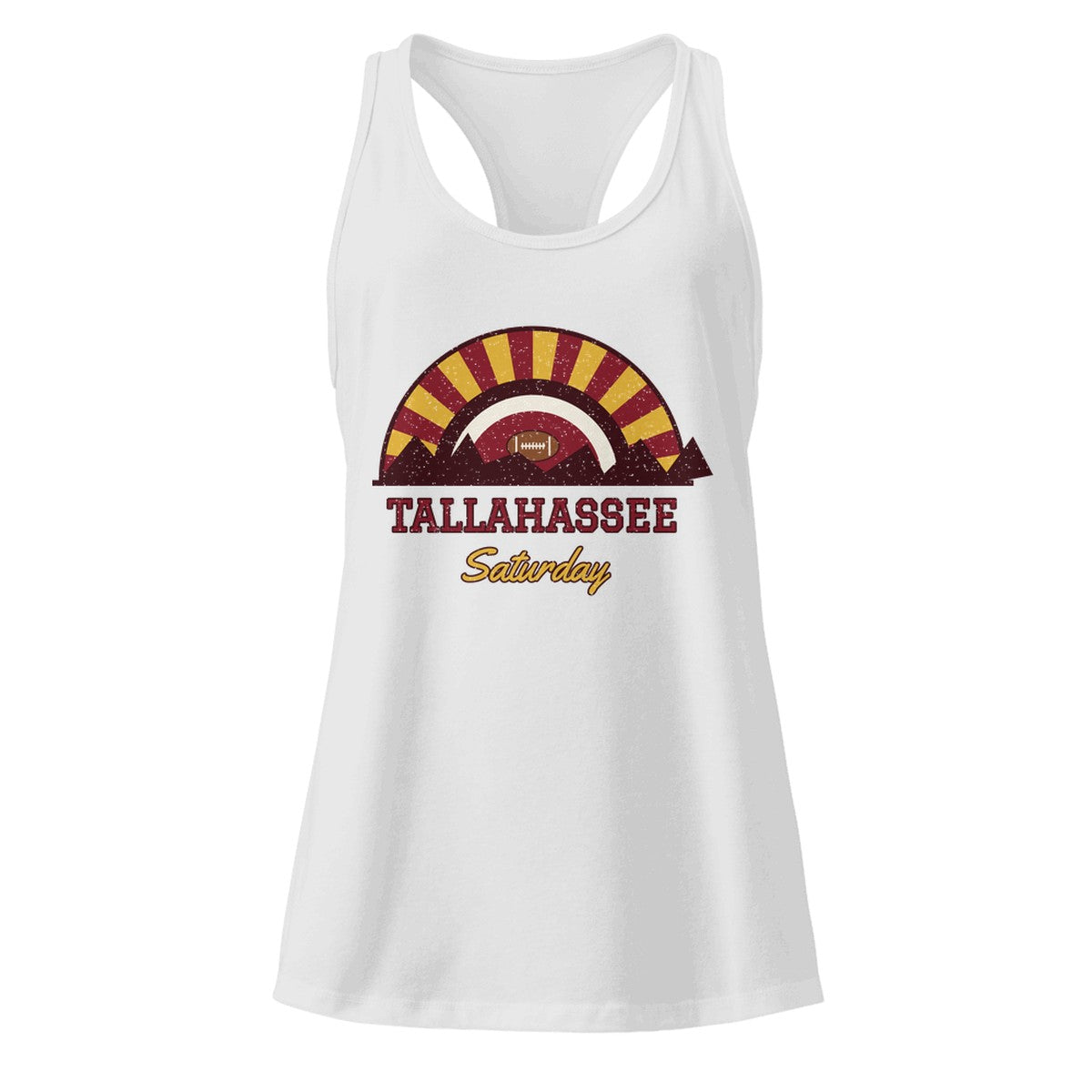 Women's Tallahassee Saturday Racerback Tank in Heather Gray, front view