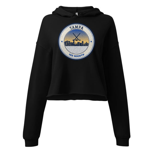 Women's Tampa Ice Nights Cropped Hoodie in Black, front view