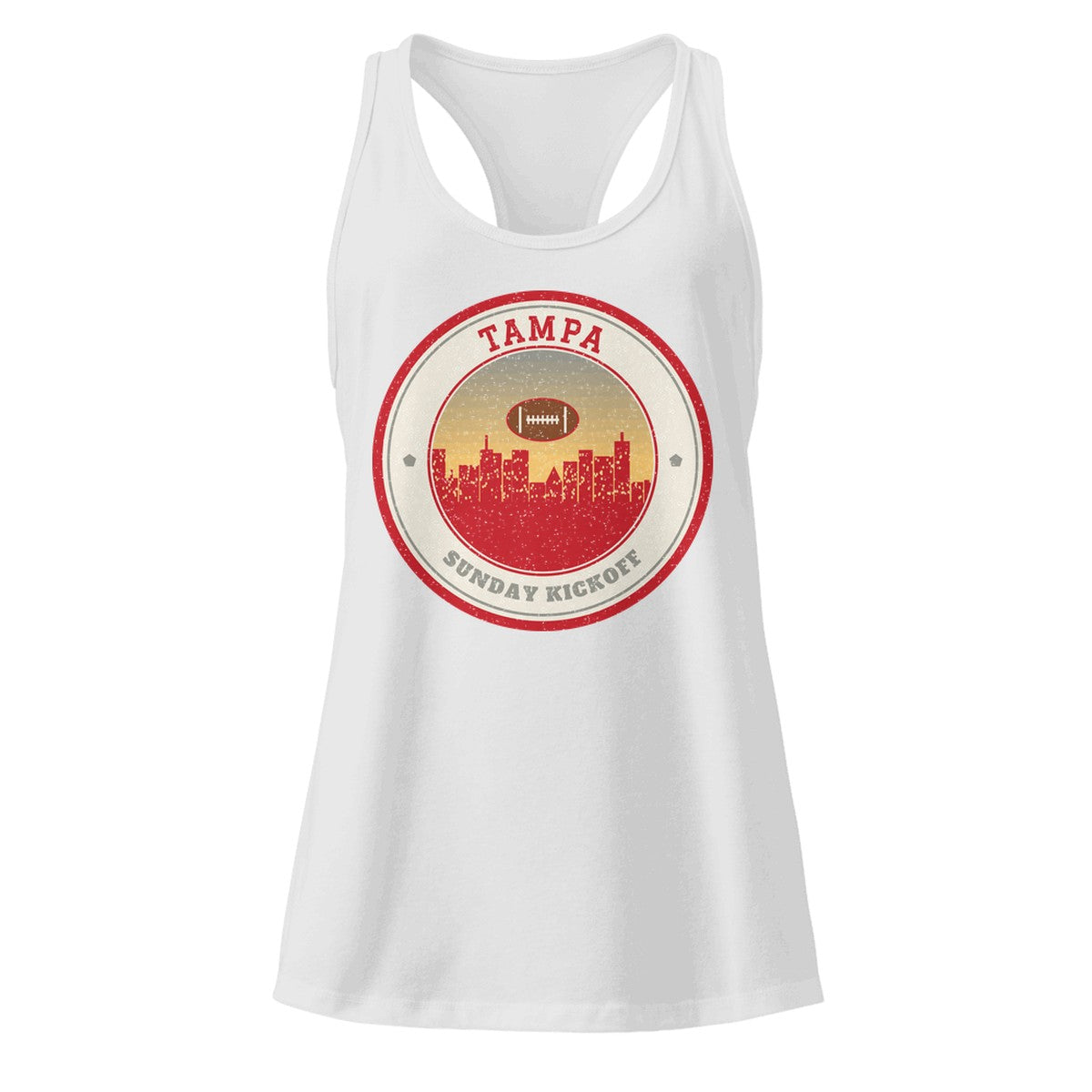 Women's Tampa Sunday Kickoff Racerback Tank in Heather Gray, front view