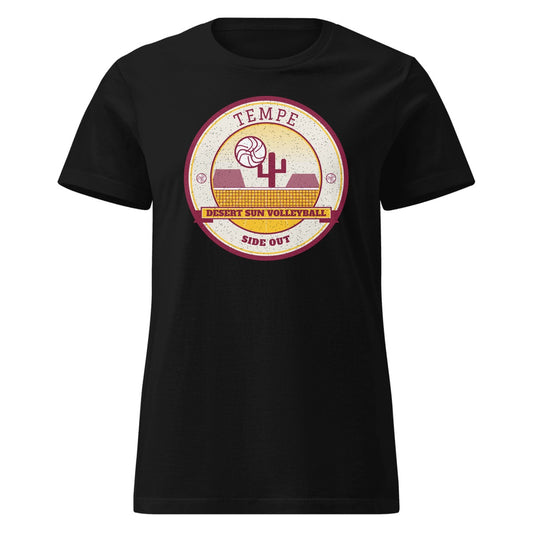 Tempe Desert Sun Volleyball Women's Fitted Tee in Black, front view