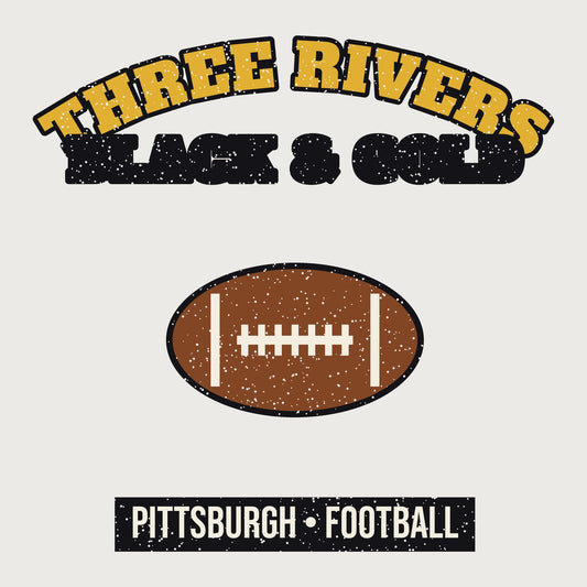 Three Rivers Black & Gold Football Tee graphic
