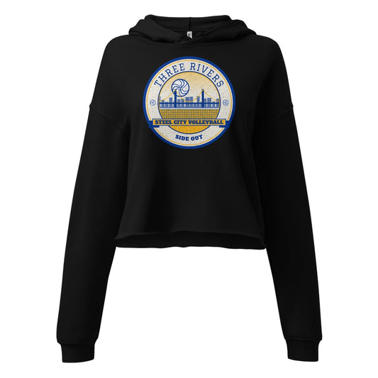 Three Rivers Steel City Volleyball Women's Cropped Hoodie in Black, front view