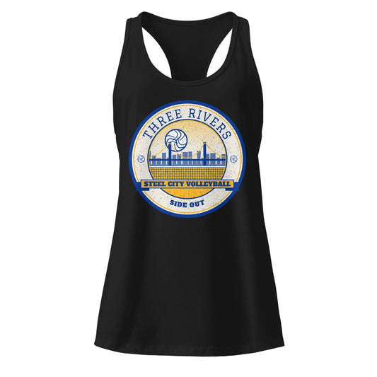 Three Rivers Steel City Volleyball Women's Racerback Tank in Black, front view