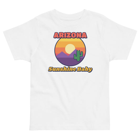 Arizona Sunshine Baby Toddler Tee in white, mockup of the design printed on the front of the toddler tee