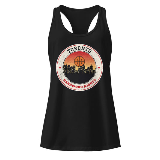 Women's Toronto Hardwood Nights Racerback Tank in Black, front view