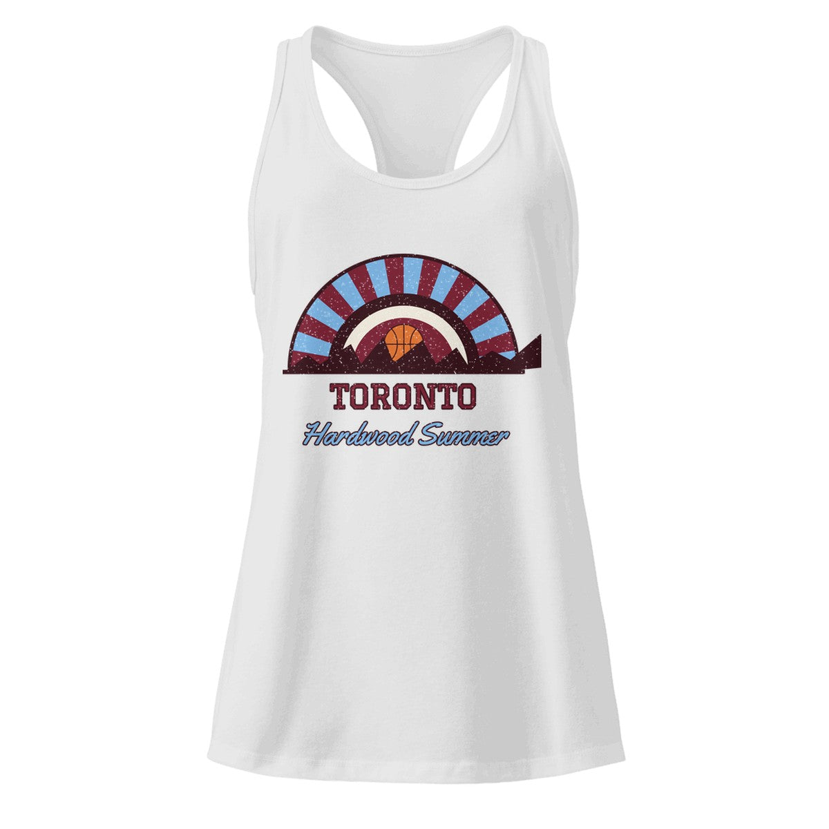 Women's Toronto Hardwood Summer Racerback Tank in Heather Gray, front view
