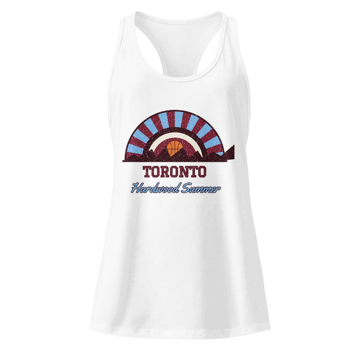 Women's Toronto Hardwood Summer Racerback Tank in White, front view