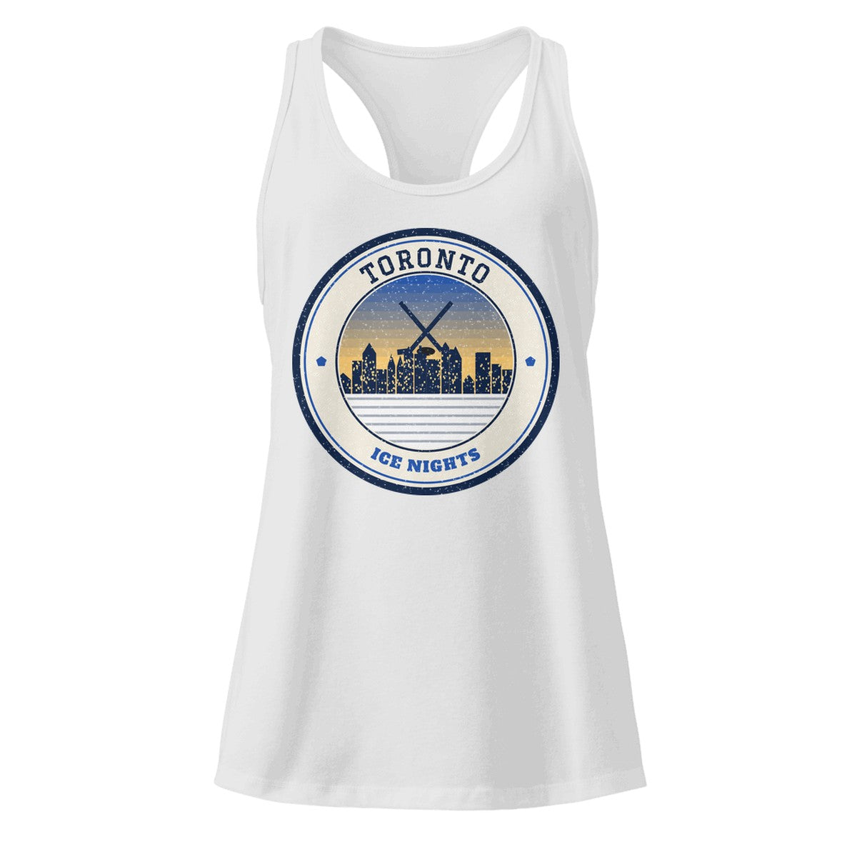 Women's Toronto Ice Nights Racerback Tank in Heather Gray, front view