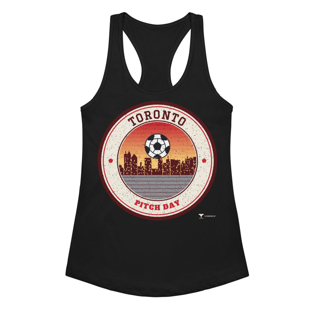 Women's Toronto Pitch Day Racerback Tank in Black, front view
