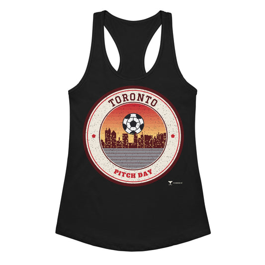 Women's Toronto Pitch Day Racerback Tank in Black, front view