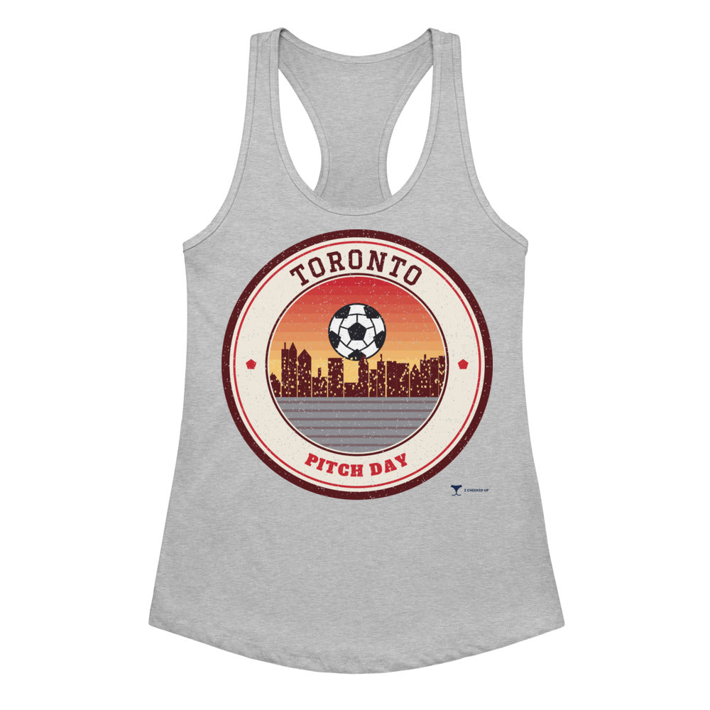 Women's Toronto Pitch Day Racerback Tank in Heather Gray, front view