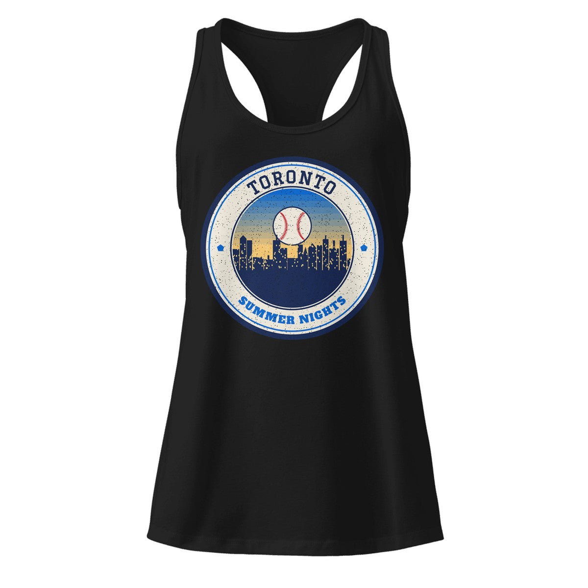 Women's Toronto Summer Nights Ballpark Racerback Tank in Black, front view