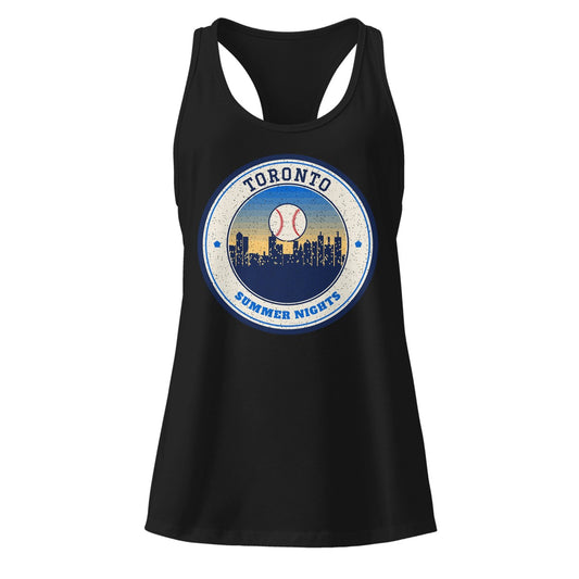 Women's Toronto Summer Nights Ballpark Racerback Tank in Black, front view