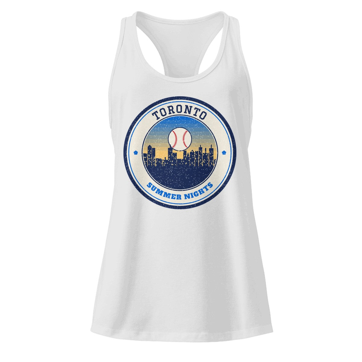 Women's Toronto Summer Nights Ballpark Racerback Tank in Heather Gray, front view