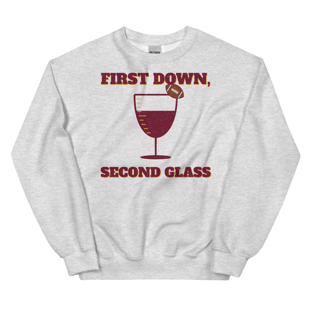 First Down, Second Glass Crewneck Sweatshirt in ash, front view