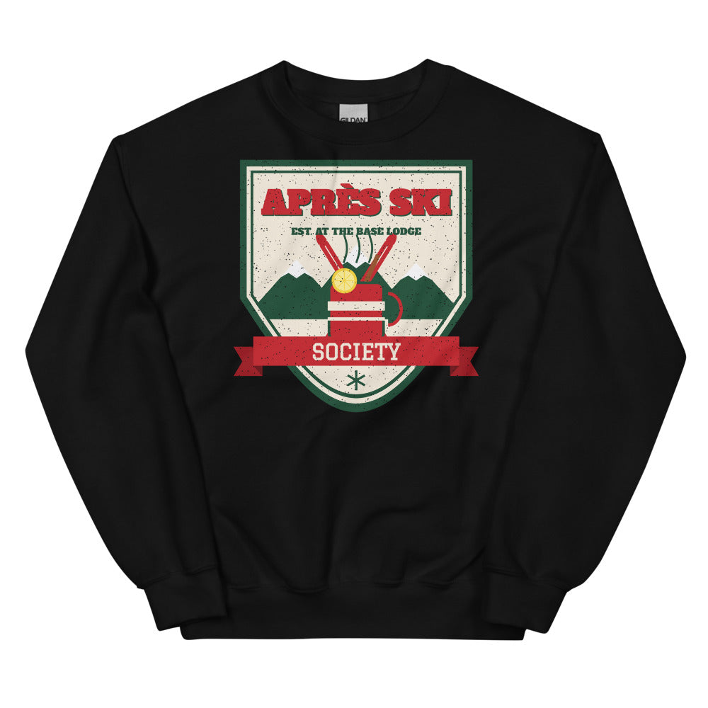 Après Ski Society Crewneck Sweatshirt in black, front view