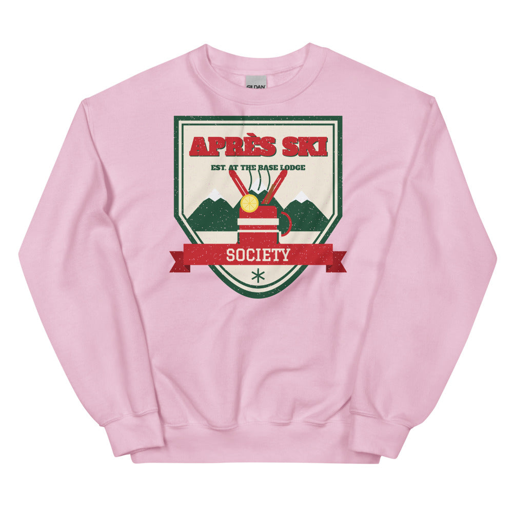 Après Ski Society Crewneck Sweatshirt in light pink, front view