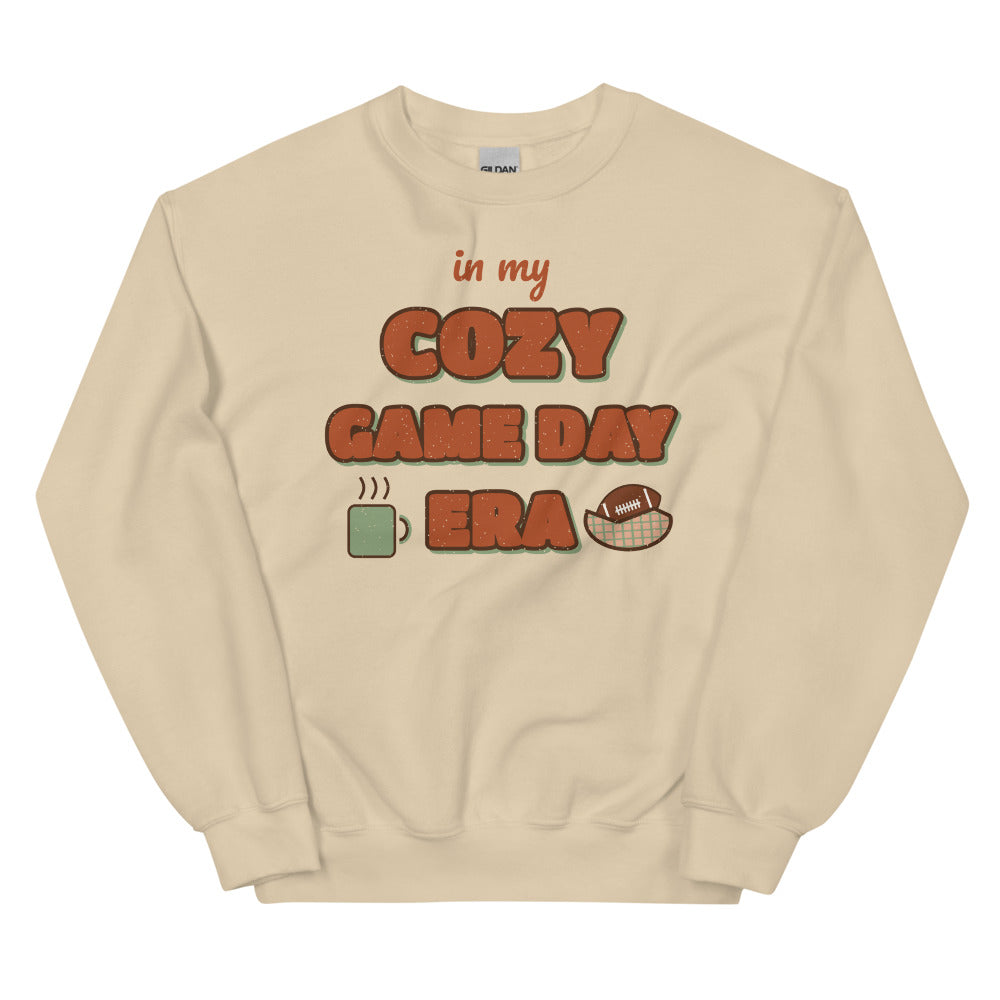 In My Cozy Game Day Era Crewneck Sweatshirt in sand, front view