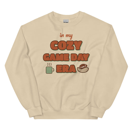 In My Cozy Game Day Era Crewneck Sweatshirt in sand, front view