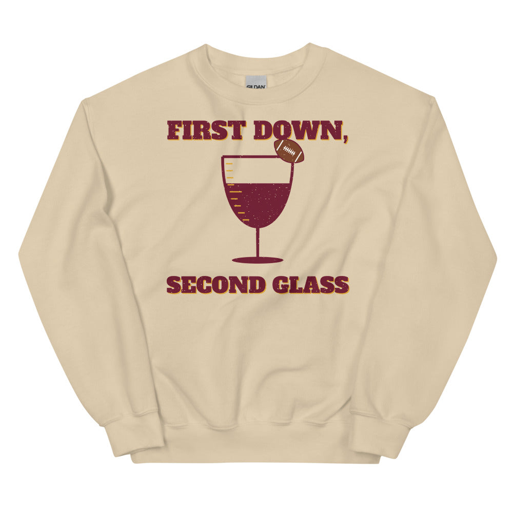 First Down, Second Glass Crewneck Sweatshirt in sand, front view