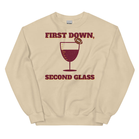 First Down, Second Glass Crewneck Sweatshirt in sand, front view