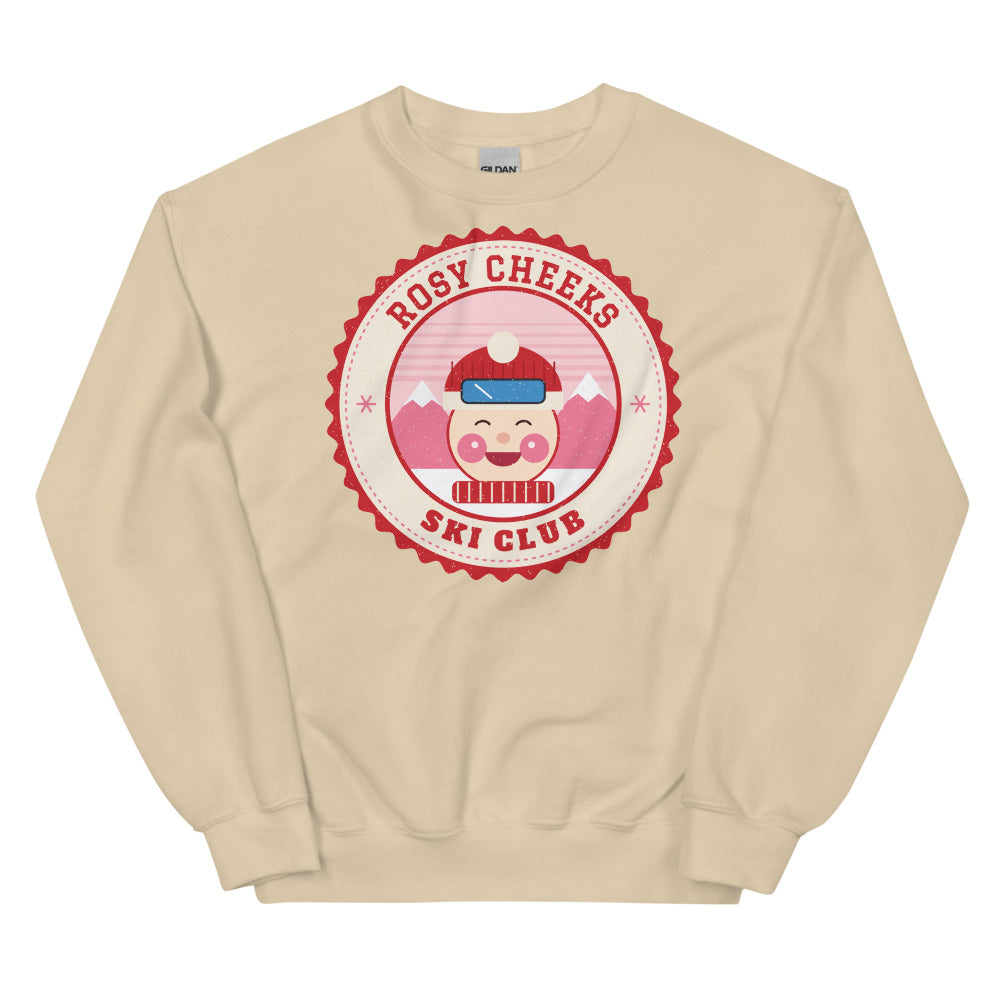 Rosy Cheeks Ski Club Crewneck Sweatshirt in sand, front view