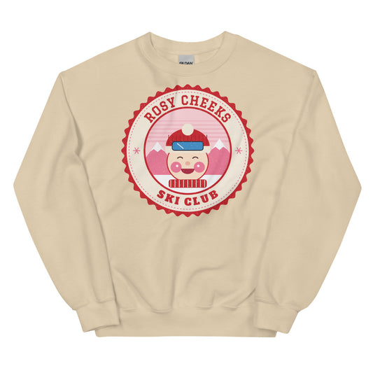 Rosy Cheeks Ski Club Crewneck Sweatshirt in sand, front view