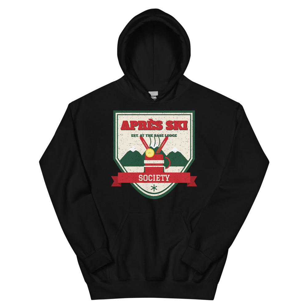 Après Ski Society Unisex Hoodie in black, front view