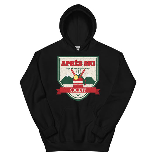 Après Ski Society Unisex Hoodie in black, front view