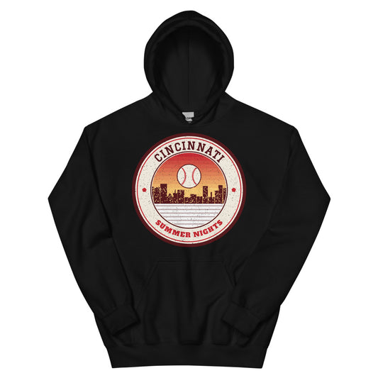 Cincinnati Summer Nights Ballpark Hoodie in black, front