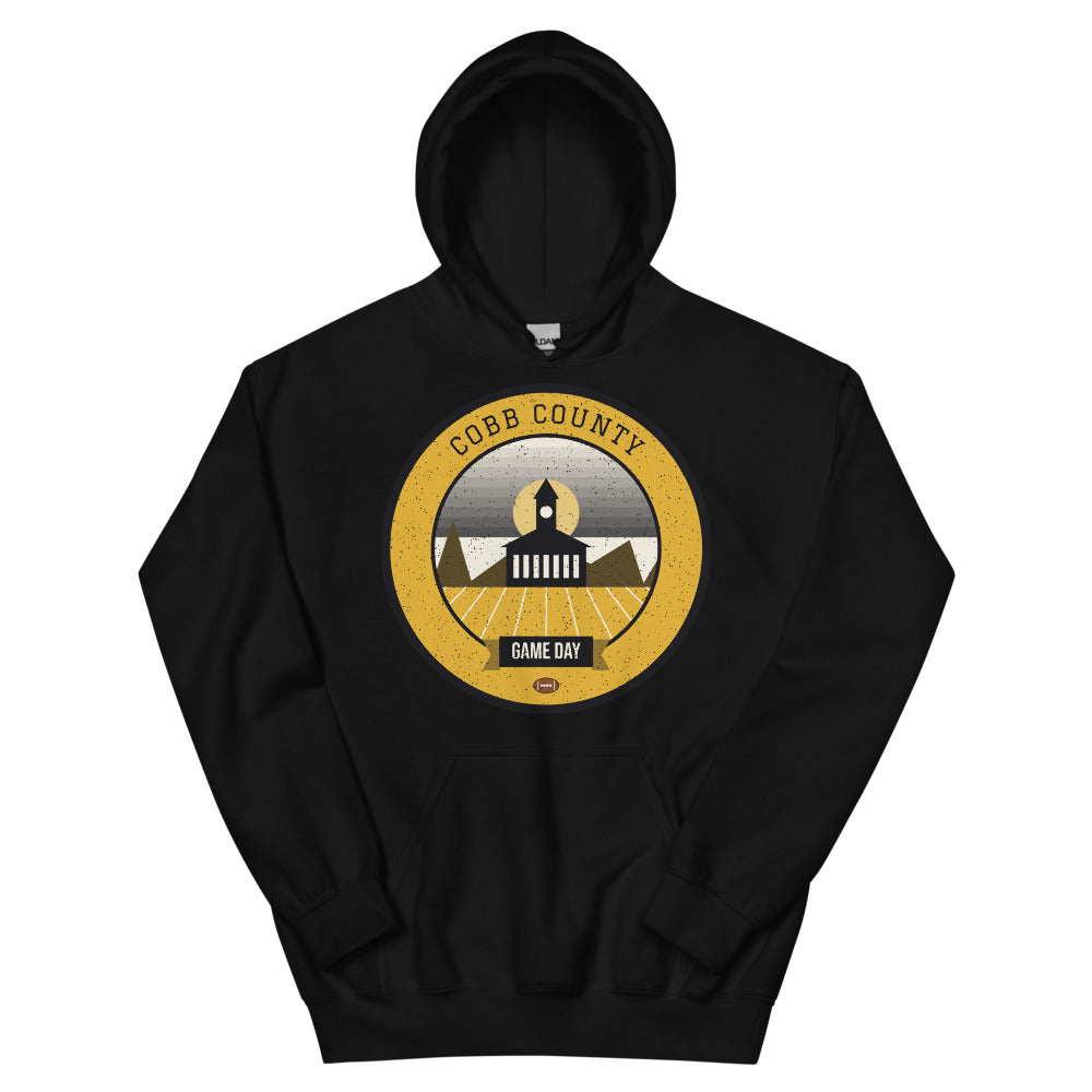 Black & Gold Cobb County Game Day Hoodie in black, front