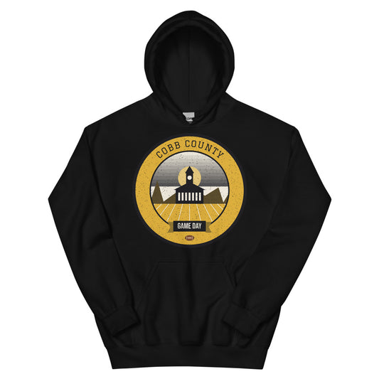 Black & Gold Cobb County Game Day Hoodie in black, front