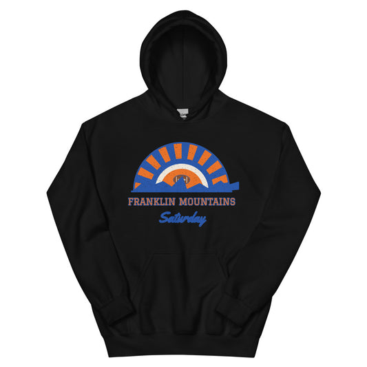 Franklin Mountains Saturday Hoodie in black, front