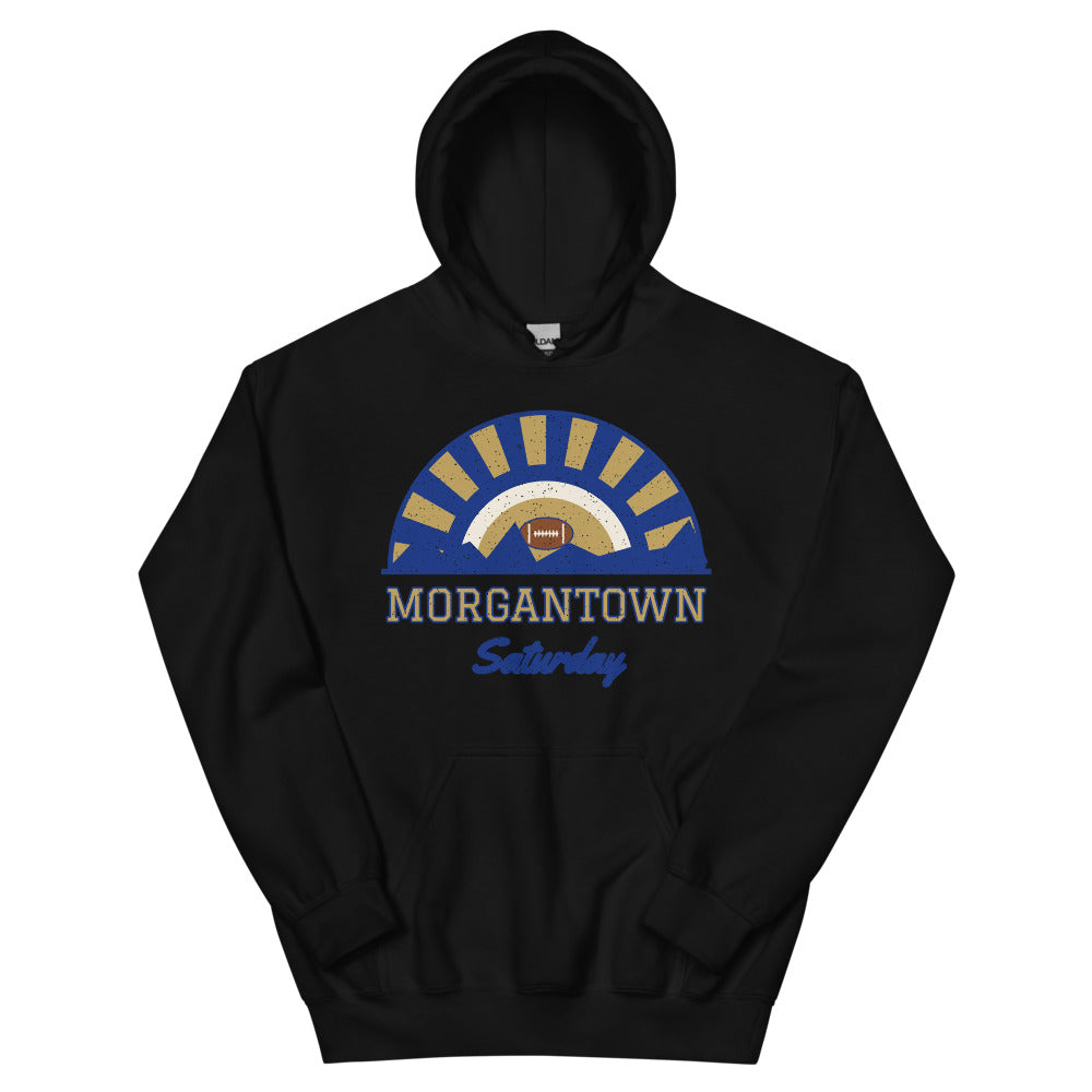 Morgantown Saturday Hoodie in black, front