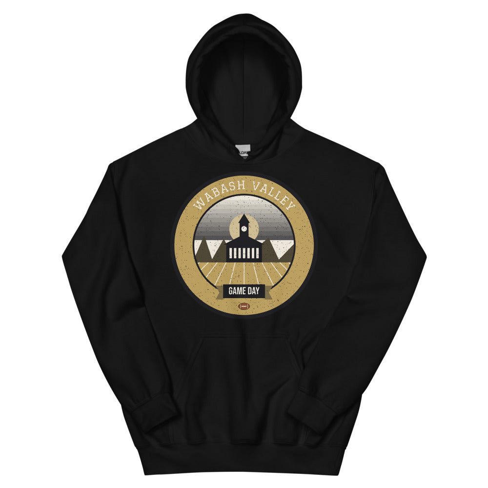 Old Gold & Black Wabash Game Day Hoodie in black, front