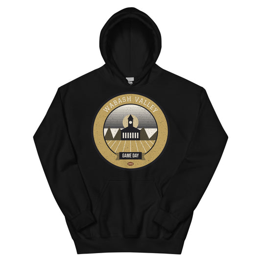 Old Gold & Black Wabash Game Day Hoodie in black, front