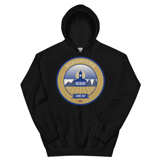Old Gold Ridgeline Game Day Hoodie in black, front