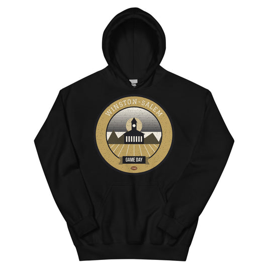 Old Gold Tobacco Town Game Day Hoodie in black, front