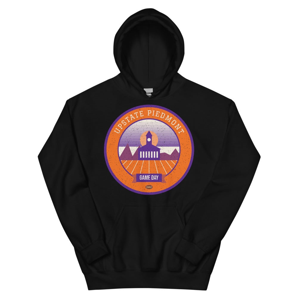 Orange & Purple Lakeside Game Day Hoodie in black, front