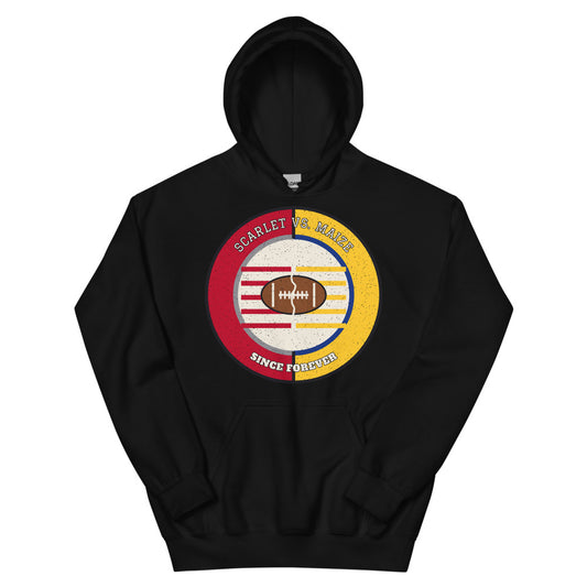 Scarlet vs Maize Since Forever Football Hoodie in black, front