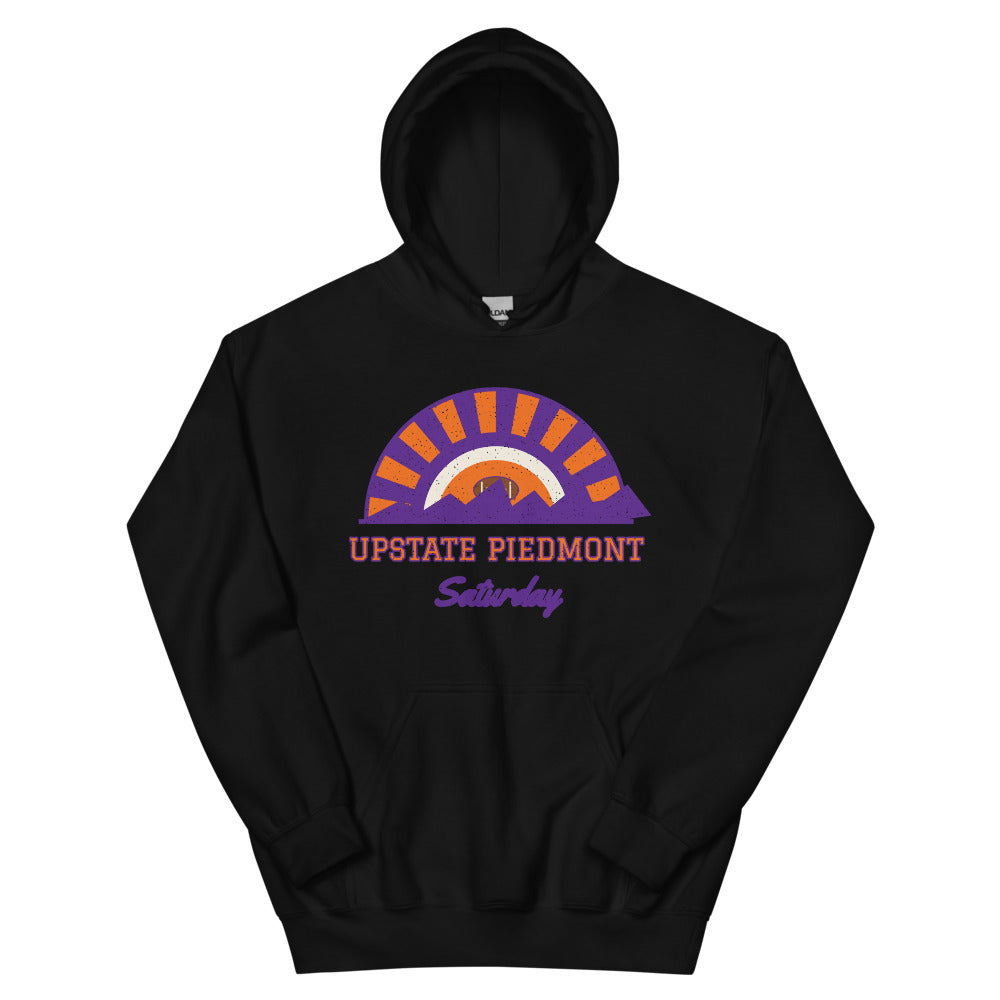 Upstate Piedmont Saturday Hoodie in black, front