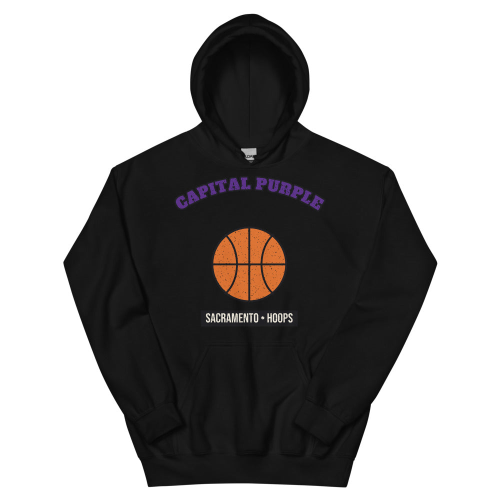 Capital Purple Hoops Hoodie in black, front