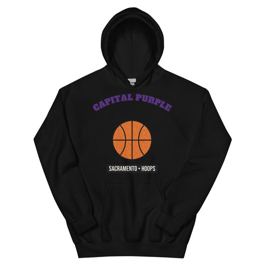 Capital Purple Hoops Hoodie in black, front